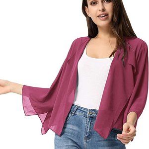 Kate Kasin Pink Summer Cardigan Chiffon Kimono Bolero 2X overpiece